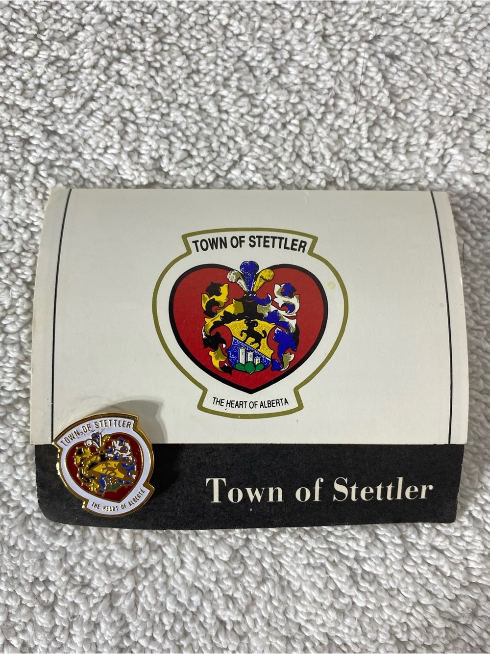 5/$35 Vintage Town of Stettler Alberta Enamel Souvenir Lapel Pin
